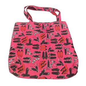 Vintage Y2K Pink Canvas Shoe Print Tote Bag Purse